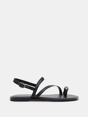 Hush Black Metal Detail Flat Sandals - Image 3 of 6