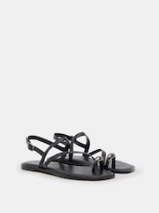 Hush Black Metal Detail Flat Sandals - Image 4 of 6