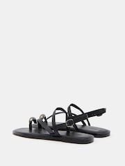 Hush Black Metal Detail Flat Sandals - Image 5 of 6