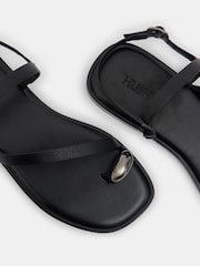 Hush Black Metal Detail Flat Sandals - Image 6 of 6