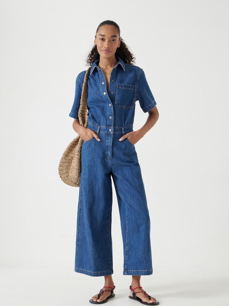Hush Evelyn Short Sleeve Denim Jumpsuit - Imagen 1 de 5