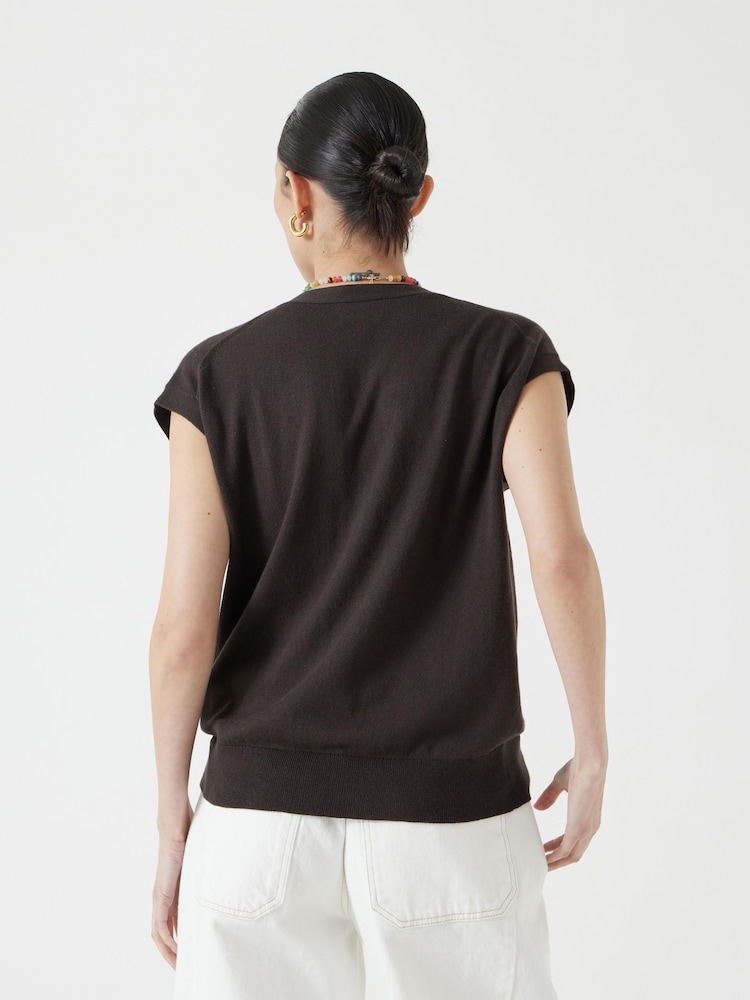 Marrón - Hush Fine Knit Button Front Vest Top - Imagen 2 de 5 Marrón - Hush Fine Knit Button Front Vest Top - Imagen 2 de 5