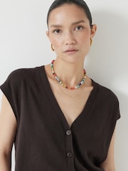Marrón - Hush Fine Knit Button Front Vest Top - Imagen 4 de 5