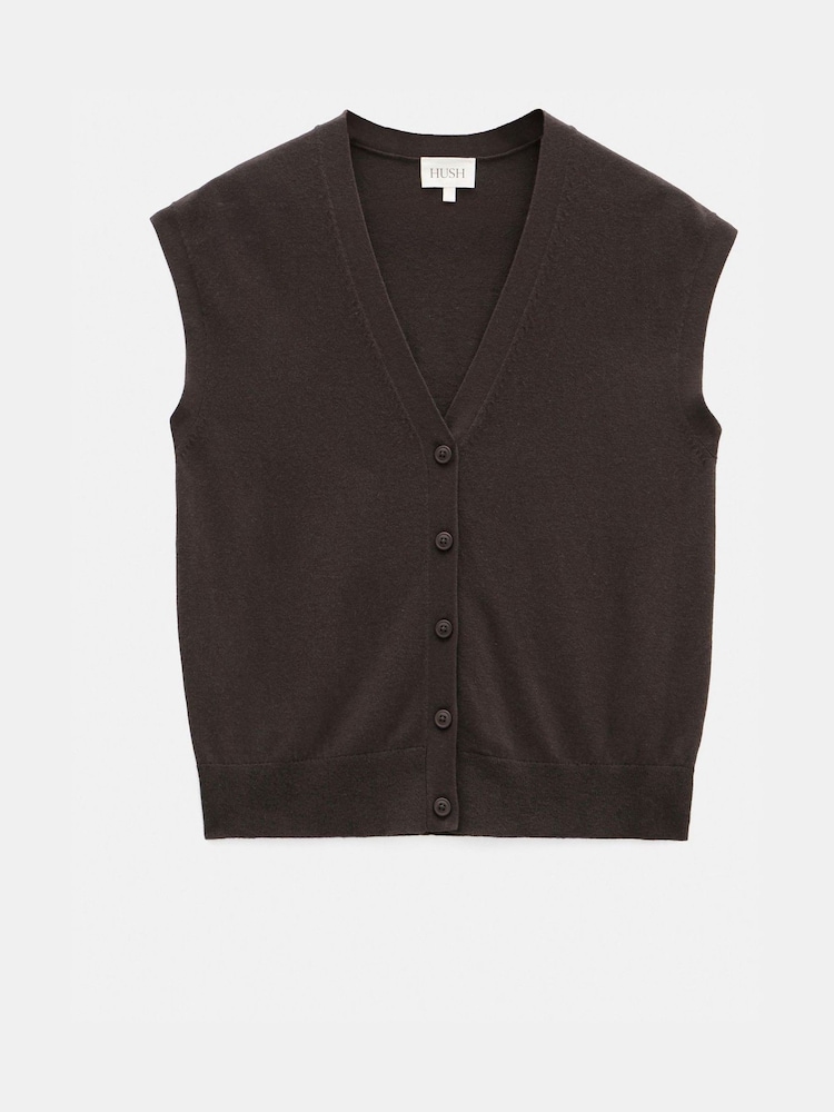 Marrón - Hush Fine Knit Button Front Vest Top - Imagen 5 de 5 Marrón - Hush Fine Knit Button Front Vest Top - Imagen 5 de 5