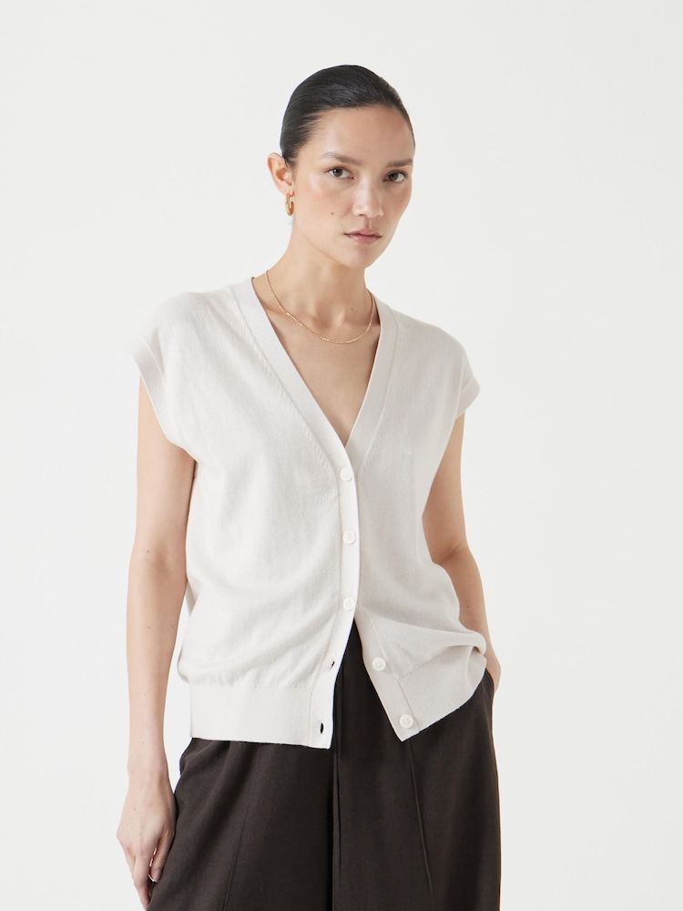Blanco - Hush Fine Knit Button Front Vest Top - Imagen 1 de 6