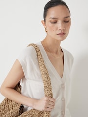 Blanco - Hush Fine Knit Button Front Vest Top - Imagen 4 de 6