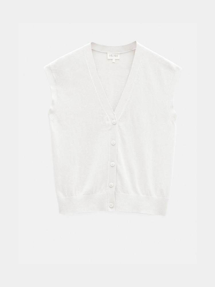 Blanco - Hush Fine Knit Button Front Vest Top - Imagen 6 de 6