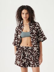 Hush Brown Printed Linen Blend Shirt - Image 2 of 5