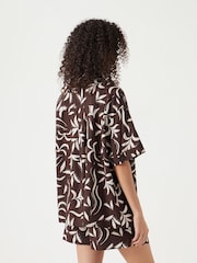 Hush Brown Printed Linen Blend Shirt - Image 3 of 5
