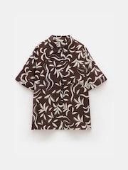 Hush Brown Printed Linen Blend Shirt - Image 6 of 6