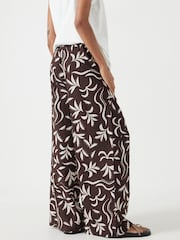 Hush Brown Printed Linen Blend Trousers - Image 4 of 7