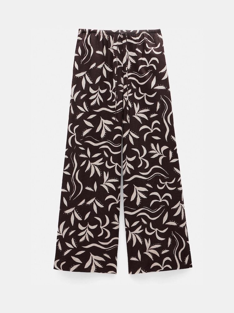Hush Brown Printed Linen Blend Trousers - Image 7 of 7