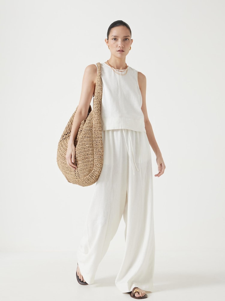 Hush White Linen Blend Petunia Wide Leg Trousers - Image 1 of 5