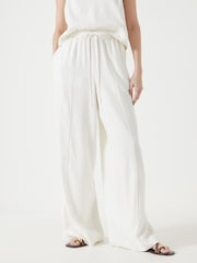 Hush White Linen Blend Petunia Wide Leg Trousers - Image 2 of 5