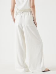 Hush White Linen Blend Petunia Wide Leg Trousers - Image 3 of 5