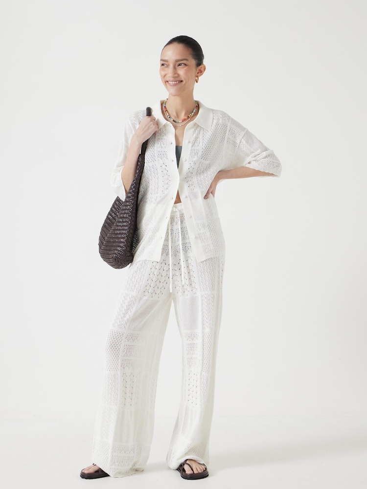 Blanco - Hush Patchwork Stitch Knitted Trousers - Imagen 1 de 5