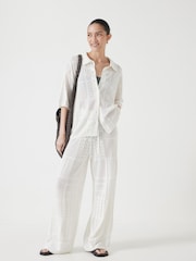Hush White Patchwork Stitch Knitted Shirt - Image 2 of 5