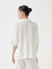 Hush White Patchwork Stitch Knitted Shirt - Image 3 of 5