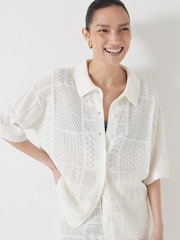Hush White Patchwork Stitch Knitted Shirt - Image 4 of 5