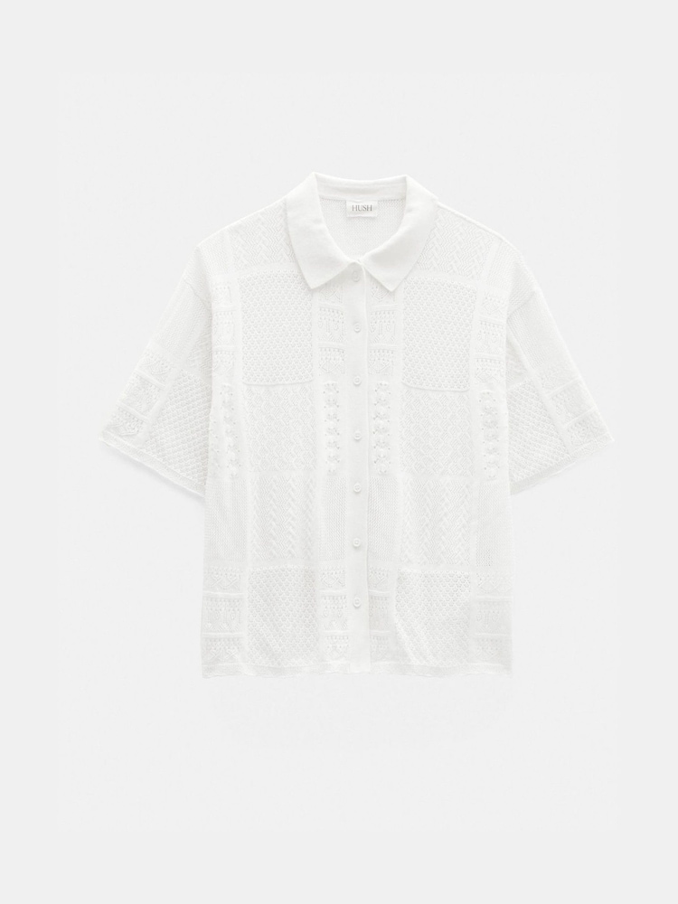 Blanco - Hush Patchwork Stitch Knitted Shirt - Imagen 5 de 5 Blanco - Hush Patchwork Stitch Knitted Shirt - Imagen 5 de 5