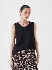 Hush Black Chrome Carla Relaxed 100% Cotton Tank - Image 1 of 5
