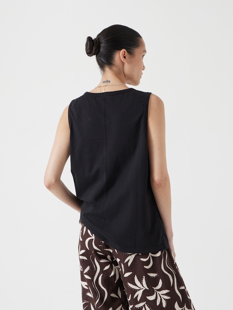 Hush Black Chrome Carla Relaxed 100% Cotton Tank - Image 2 of 5