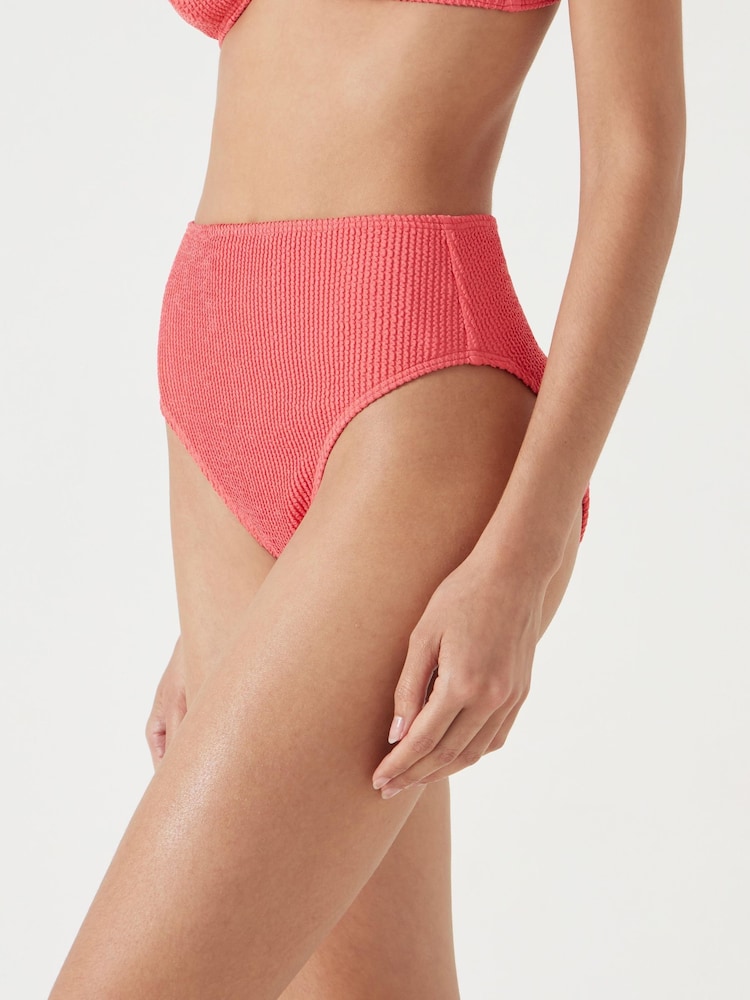 Hush Pink Harper High Waisted Crinkle Bikini Bottoms - Image 1 of 6 Hush Pink Harper High Waisted Crinkle Bikini Bottoms - Image 1 of 6