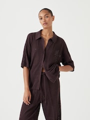 Hush Black Patchwork Stitch Knitted Shirt - Image 1 of 6