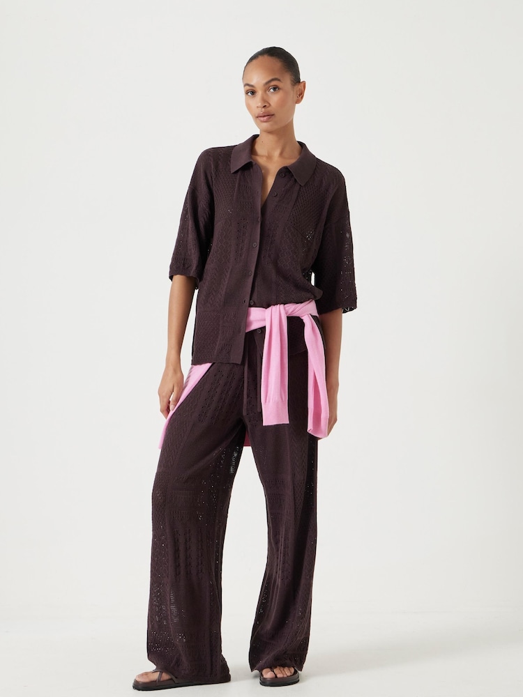 Hush Black Patchwork Stitch Knitted Shirt - Image 2 of 6