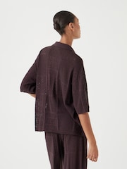 Hush Black Patchwork Stitch Knitted Shirt - Image 3 of 6