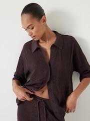 Hush Black Patchwork Stitch Knitted Shirt - Image 4 of 6