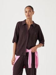 Hush Black Patchwork Stitch Knitted Shirt - Image 5 of 6