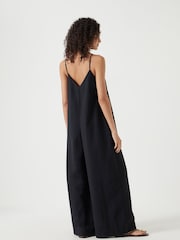 Hush Black Seersucker Wide Leg Jumpsuit - Image 3 of 6