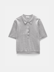 Silber - Hush Sequin Stripe Knitted Polo Shirt - Bild 5 von 5