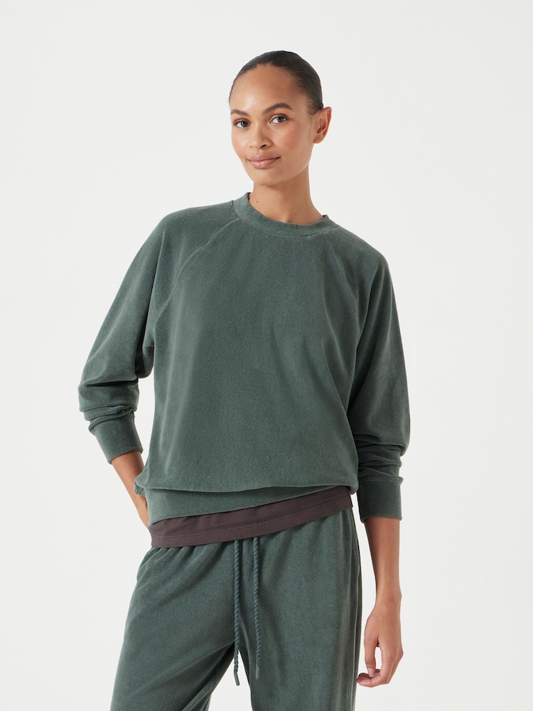 Zielony - Hush Towelling Raglan Sweatshirt - Obraz 1 z 5 Zielony - Hush Towelling Raglan Sweatshirt - Obraz 1 z 5