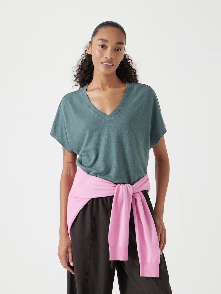 Gris - Hush Rosalia Linen Blend V-Neck T-Shirt - Imagen 1 de 5 Gris - Hush Rosalia Linen Blend V-Neck T-Shirt - Imagen 1 de 5