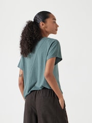 Hush Grey Rosalia Linen Blend V-Neck T-Shirt - Image 3 of 5