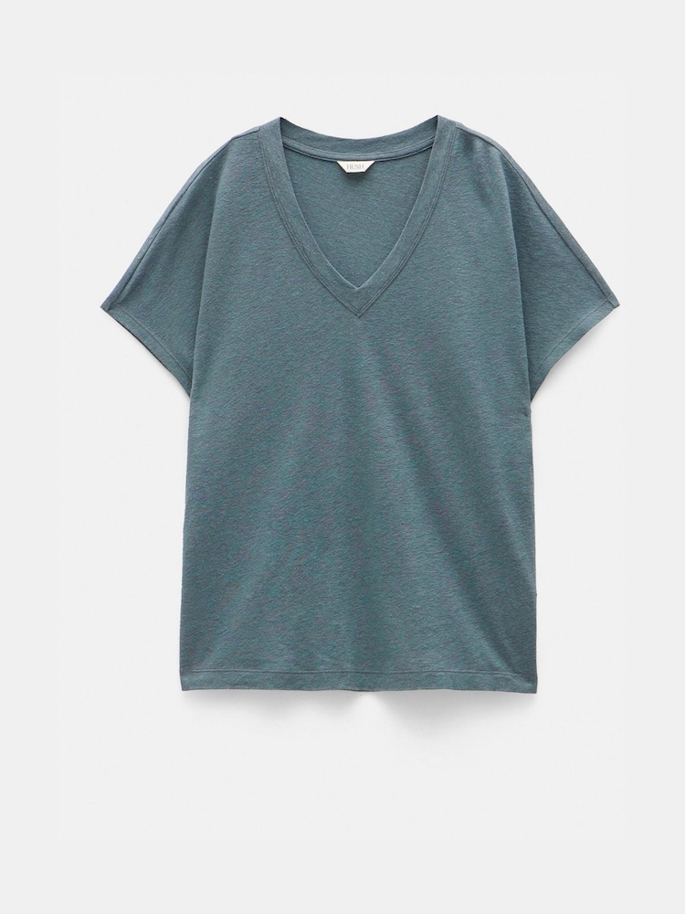 Gris - Hush Rosalia Linen Blend V-Neck T-Shirt - Imagen 5 de 5 Gris - Hush Rosalia Linen Blend V-Neck T-Shirt - Imagen 5 de 5