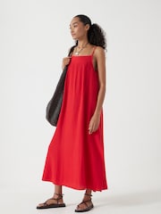 Hush Red Carmen Cotton Gauze Midi 100% Cotton Dress - Image 1 of 5