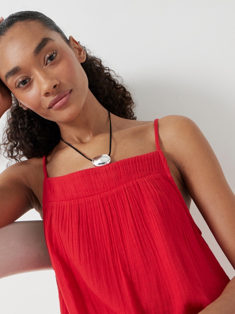 Hush Red Carmen Cotton Gauze Midi 100% Cotton Dress - Image 2 of 5