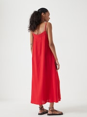 Hush Red Carmen Cotton Gauze Midi 100% Cotton Dress - Image 3 of 5