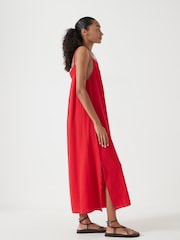 Hush Red Carmen Cotton Gauze Midi 100% Cotton Dress - Image 4 of 5