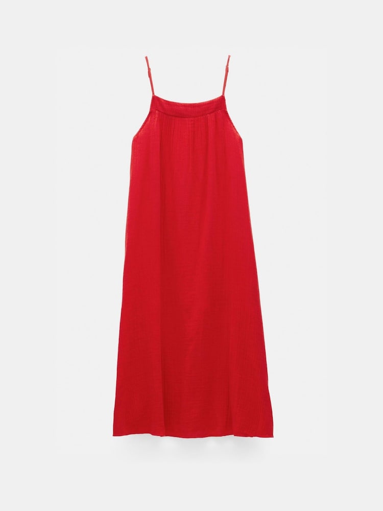 Hush Red Carmen Cotton Gauze Midi 100% Cotton Dress - Image 5 of 5
