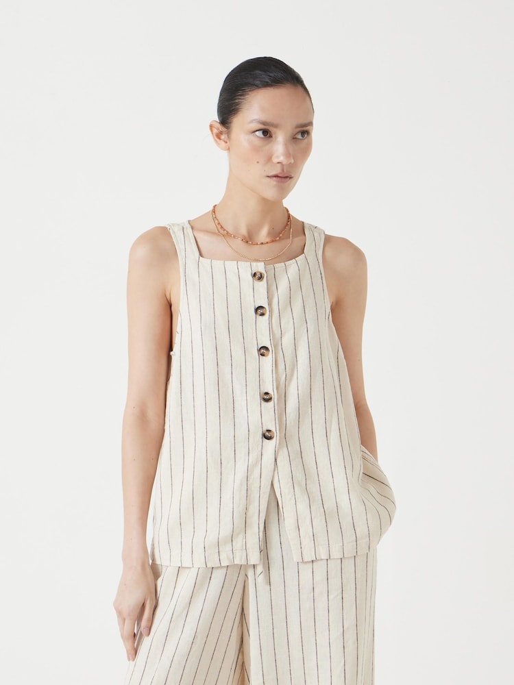 Hush Phoebe Linen Blend Stripe Waistcoat - Imagen 2 de 6 Hush Phoebe Linen Blend Stripe Waistcoat - Imagen 2 de 6