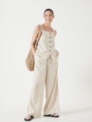 Hush Natural Phoebe Linen Blend Stripe Waistcoat - Image 3 of 6