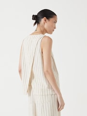 Hush Natural Phoebe Linen Blend Stripe Waistcoat - Image 4 of 6