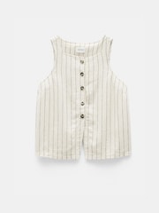 Hush Natural Phoebe Linen Blend Stripe Waistcoat - Image 6 of 6
