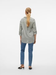VERO MODA Grey Tortoise Button Stripe Shirt - Image 2 of 5