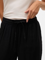 VERO MODA Black Linen Blend Wide Leg Trousers - Image 4 of 5