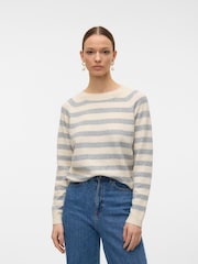 VERO MODA Natural Chrome Round Neck Knitted Jumper - Image 1 of 5